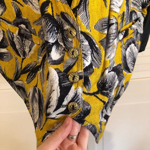 Vintage 80’s A’Milano Yellow Floral Vest - Picture 2 of 5